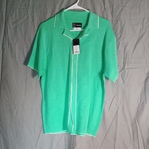 Original Use Vibrant Green Sweater with White Trim